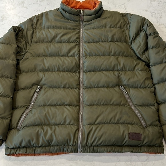 COACH Packable Reversible Lightweight Down Jacket Olive/Burnt Orange - Picture 4 of 16